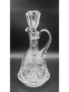 Handled Wine Decanter American Brilliant APB Cut Glass American Pinwheel 12 Inch